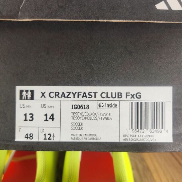 Adidas X Crazyfast Club FxG IG0618 Mens Size 13 Yellow Athletic Soccer Cleats - Picture 11 of 11